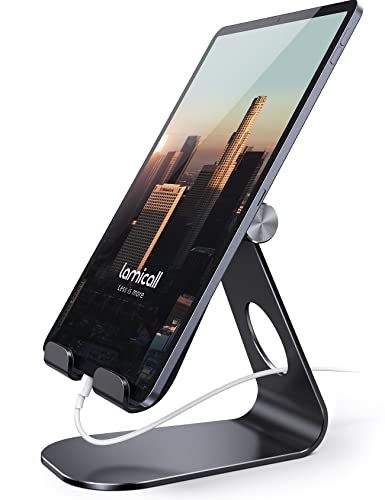 Lamicall Tablet Ständer Verstellbar, Tablet Halterung - Universal Halter, Halterung, Dock für 2024 iPad Pro 9.7, 10.5, 11, 12.9, iPad Air Mini 6 5 4 3 2, Samsung Tab, Tablet mit 4.7-13 Zoll - Schwarz von Lamicall