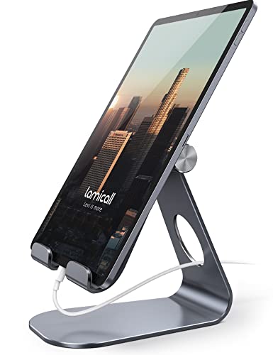 Lamicall Tablet Ständer Verstellbare, Tablet Halterung - Universal Halter, Halterung, Dock für 2024 iPad Pro 9.7, 10.5, 11, 12.9, iPad Air Mini 2 3 4, Samsung Tab, und Tablet mit 4.7-13 Zoll - Grau von Lamicall