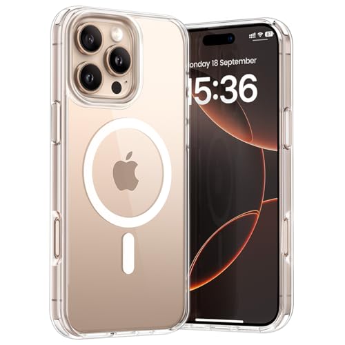 Lamicall Hülle für iPhone 16 Pro Max für MagSafe - [2025 Klar & Anti-Gelb] Airbag-Fallschutz Handyhülle, Schlanke Kratzfestes Case für iPhone 16 Pro Max Magnetische Schutzhülle mit Kabelloses Laden von Lamicall