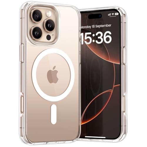 Lamicall Hülle für iPhone 16 Pro für MagSafe - [2025 Klar & Anti-Gelb] Airbag-Fallschutz Handyhülle, Schlanke Kratzfestes Case für iPhone 16 Pro Magnetische Schutzhülle mit Kabelloses Laden von Lamicall