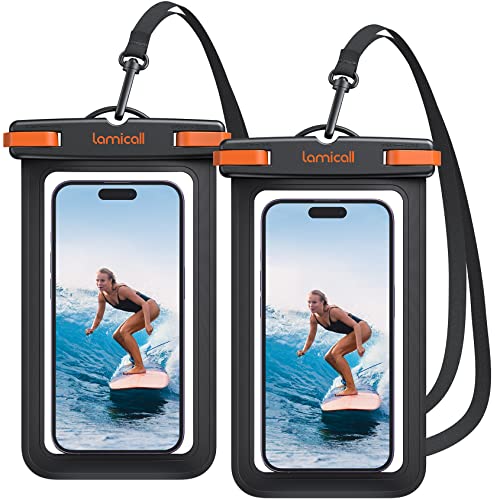 Lamicall wasserdichte Handyhülle, Unterwasser Handytasche - [2 Stück] IPX8 Wasserfeste Hülle für Schwimmen, Waterproof Phone Case für iPhone 16 15 14 13 12 Pro Max, Sumsung, Smartphone bis zu 7 Zoll von Lamicall