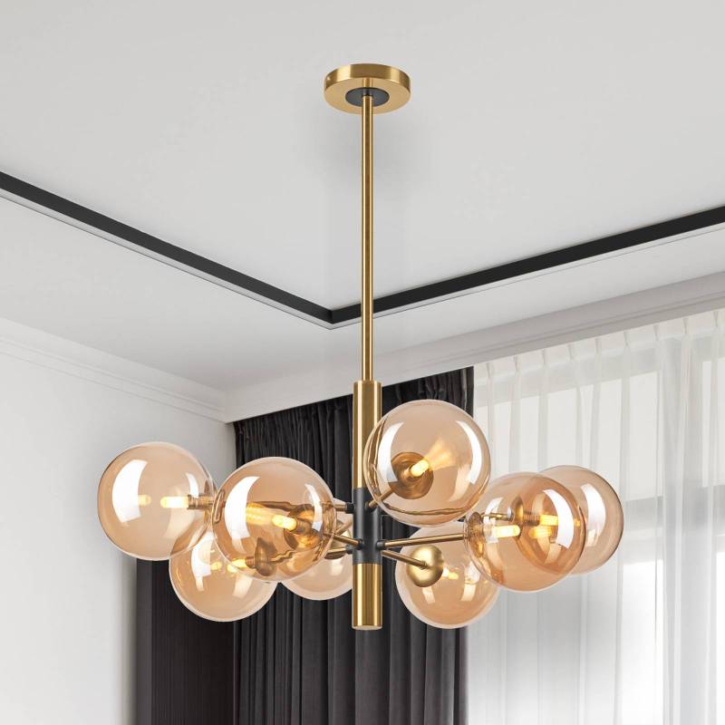 Deckenleuchte Natalia, 8-flammig, Glas, gold von Lamkur Lighting