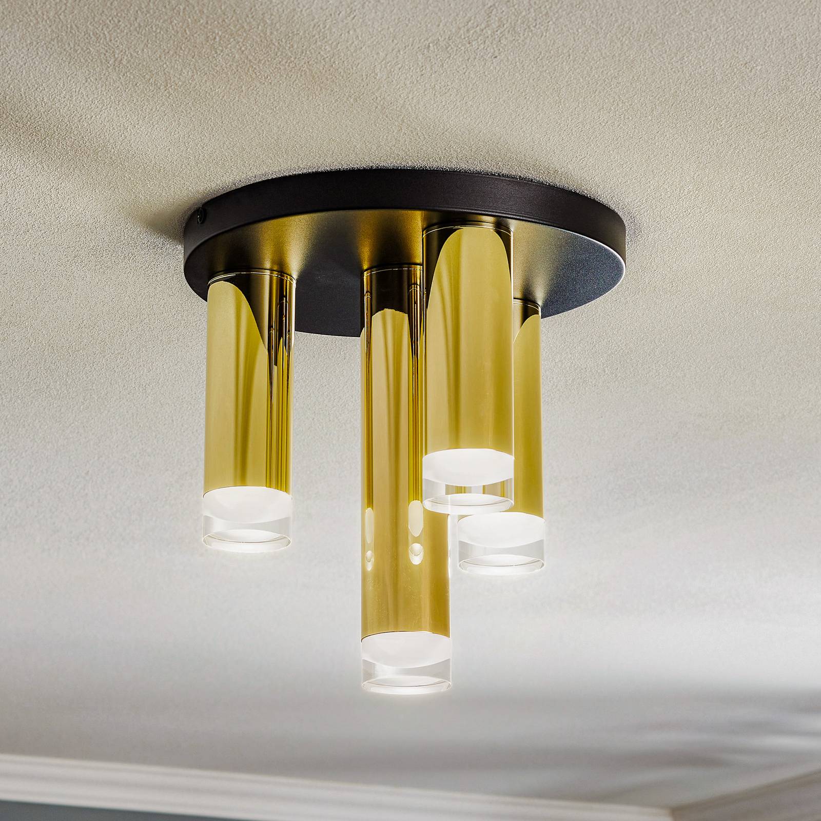 Deckenleuchte Shine, vierflammig, rund, gold Deckenleuchte Shine, vierflammig, rund, gold von Lamkur