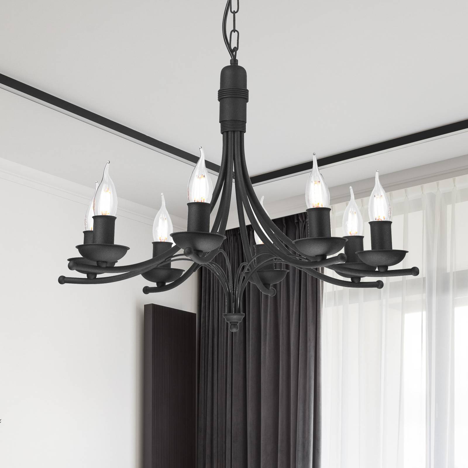 Kronleuchter Kandela, achtflammig, schwarz Kronleuchter Kandela, achtflammig, schwarz von Lamkur
