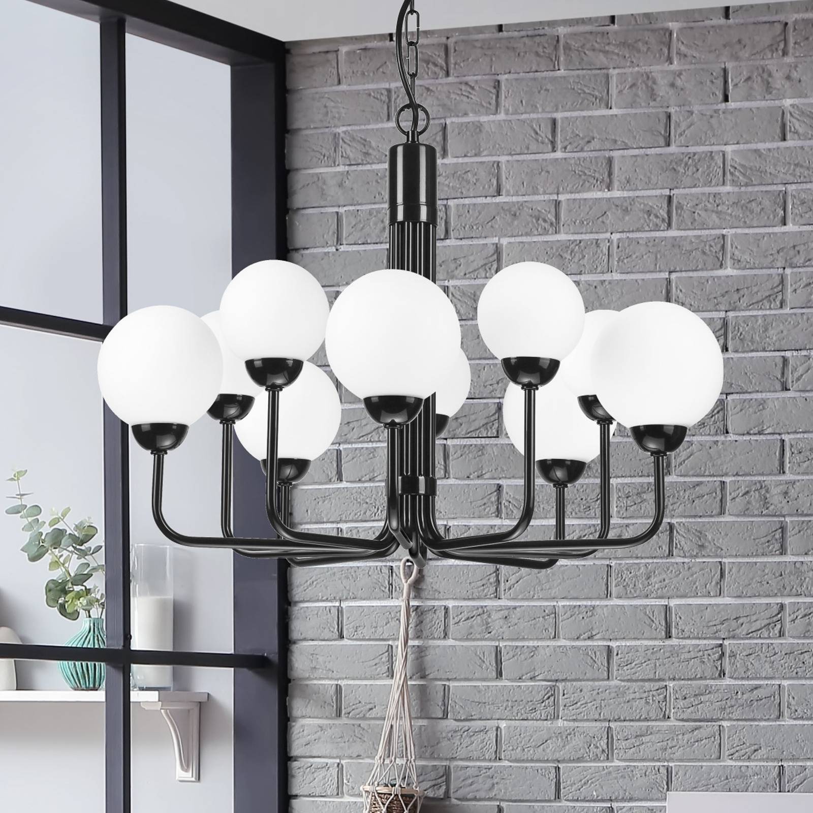 Kronleuchter Malou mit Glasschirmen, zehnflammig Kronleuchter Malou mit Glasschirmen, zehnflammig von Lamkur