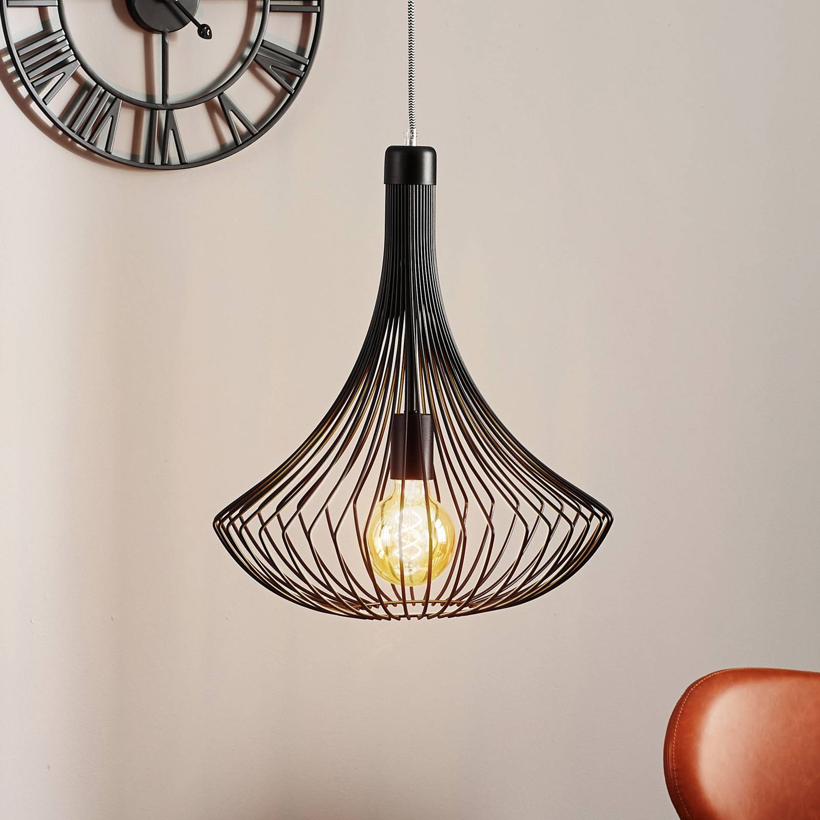 Pendelleuchte Cage in Schwarz mit Käfigschirm Pendelleuchte Cage in Schwarz mit Käfigschirm von Lamkur