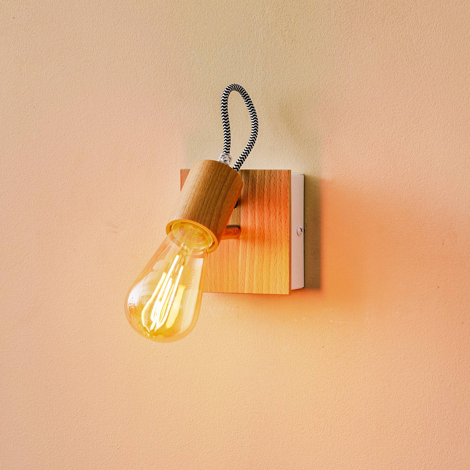 Wandleuchte Loki, 1 Fassung, holz hell/weiß Wandleuchte Loki, 1 Fassung, holz hell/weiß von Lamkur