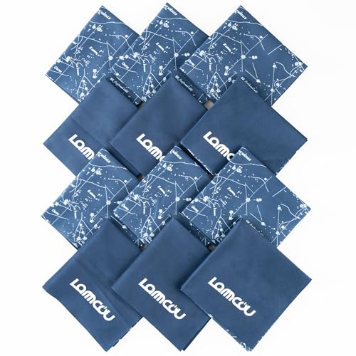 Lammcou Brillenputztücher, Brillentücher Mikrofaser optikerqualität Brillenreinigungstücher, Fusselfrei Microfibre Glass Cleaning Cloth für Kamera, Display, Handys, Tablet, 25*25cm (Blue-Star-12pcs) von Lammcou