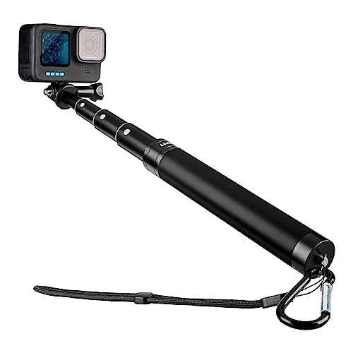 Lammcou Go Pro Selfie Stick, 4-Stange Action Kamera Aluminium Selfie-Stange Stab, Ausziehbar bis 73cm, Handheld Einbeinstativ Pole Teleskopstange für Hero 12 11 10 9 8 Insta-360 3 2 Yi X3 von Lammcou