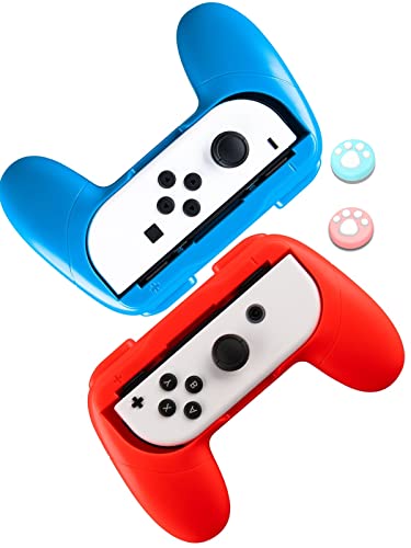 Lammcou Joycon Griff Halterung Kompatibel mit Nintendo Switch OLED & Switch Joy Con Controller Schutzhülle Zubehör Hand Grip Holder Accessories-Schwarz/weiß von Lammcou