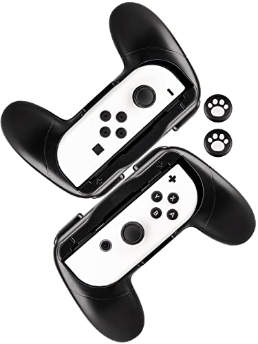 Lammcou Joycon Griff Halterung Kompatibel mit Nintendo Switch OLED & Switch Joy Con Controller Schutzhülle Zubehör Hand Grip Holder Accessories-Schwarz/weiß von Lammcou