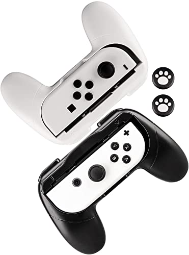 Lammcou Joycon Griff Halterung Kompatibel mit Nintendo Switch OLED & Switch Joy Con Controller Schutzhülle Zubehör Hand Grip Holder Accessories-Schwarz/weiß von Lammcou