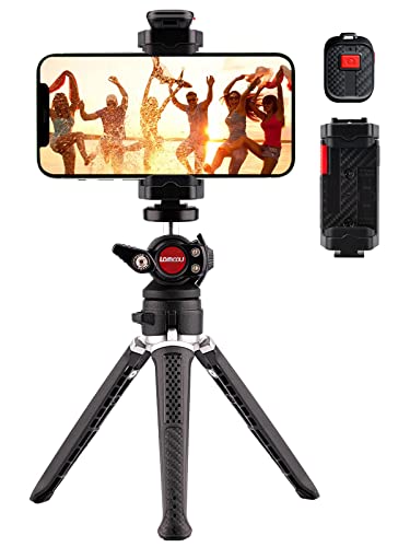 Lammcou Kamera Mini-Stativ, Leichtes Tragbares Mini Stativ mit 2 Segmenten & Voll Schwenkbar Kugelneiger & Blitzschuh Stativhandyhalterung, Compact Tischstativ für Smartphone DSLR Camera Tripod von Lammcou