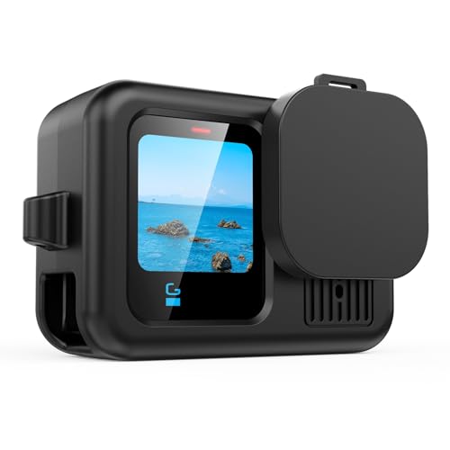 Lammcou Silikon Schutzhülle für Hero 13, Hülle Silicone Protective Case & Glas Schutzfolie & Objektivdeckel & Trageband für Go Pro Hero 13 Silikonhülle Sleeve Zubehör Accessories Set - Schwarz von Lammcou