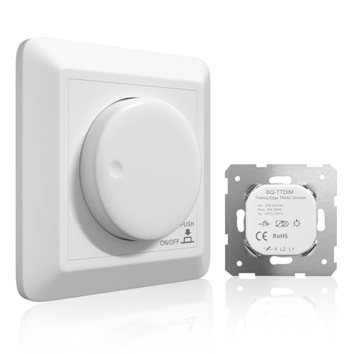 Lamptobe LED Dimmer Schalter AC200-240V, Dimmer für LED Lampen Mit Memory Funktion, Dimmer für 5-250W Dimmbare LED Lampen/Glühbirnen/Halogenlampe, Weiß Lamptobe LED Dimmer Schalter AC200-240V, Dimmer für LED Lampen Mit Memory Funktion, Dimmer für 5-250W Dimmbare LED Lampen/Glühbirnen/Halogenlampe, Weiß von Lamptobe