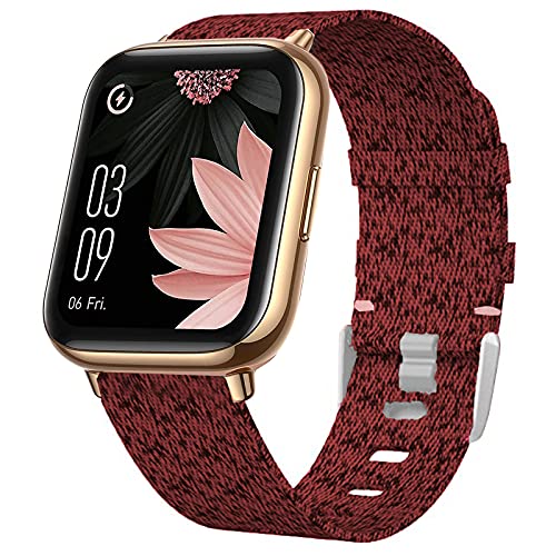 Kompatibel mit AGPTEK Smartwatch-Armband, Nylon-Ersatzarmband für AGPTEK 43 mm Smartwatch/MuGo 4,3 cm Smartwatch/Rinsmola 4,3 cm Smartwatch/Motast 4,3 cm Smartwatch (rot) von Lamshaw