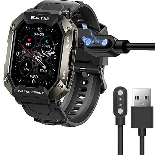 Kompatibel mit AMAZTIM C20 Smartwatch-Ladegerät, magnetisches USB-Ladekabel, Ersatz-Ladegerät, kompatibel mit Kospet Tank M1 Pro/Tank T1 Pro/C20 Watch/C16 Watch/PYRODUM GT600 (schwarz) von Lamshaw