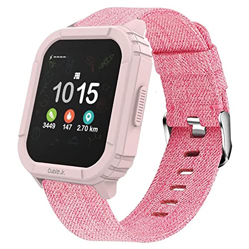 Kompatibel mit Cubitt Jr Smartwatch-Bändern, Lamshaw atmungsaktives Nylon-gewebtes Ersatzzubehör, kompatibel mit Cubitt Jr Smart Watch/Phyulls S16 Kid Smartwatch/INIUPO 3,9 cm Kinder-Smartwatch (Rosa) von Lamshaw