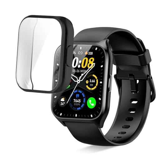 Kompatibel mit DUSONLAP Smartwatch-Hülle, Lamshaw weiche, schlanke TPU-Rundumschutzschale, kratzfeste Stoßfängerabdeckung, kompatibel mit DUSONLAP MT65 Smartwatch, 4,7 cm (1,85 Zoll) (Schwarz) von Lamshaw