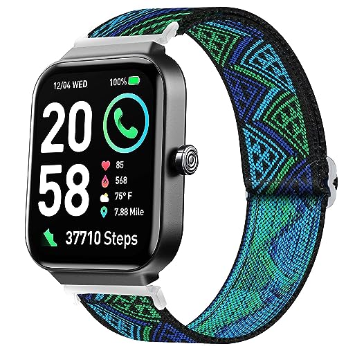 Kompatibel mit Fitpolo IDW15 Smartwatch-Bändern, Lamshaw 19 mm dehnbares elastisches Nylon, verstellbares Ersatzarmband, Zubehör für Damen und Herren, kompatibel mit Fitpolo IDW15 4,6 cm von Lamshaw