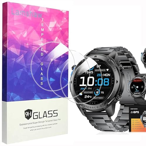 Lamshaw Displayschutzfolie für LIGE DM2 GK 1,43 Zoll (3,7 cm), Hartglas, Displayschutzfolie aus Hartglas für LIGE DM2 GK Smart Watch, 3 Stück (3 Packungen) von Lamshaw