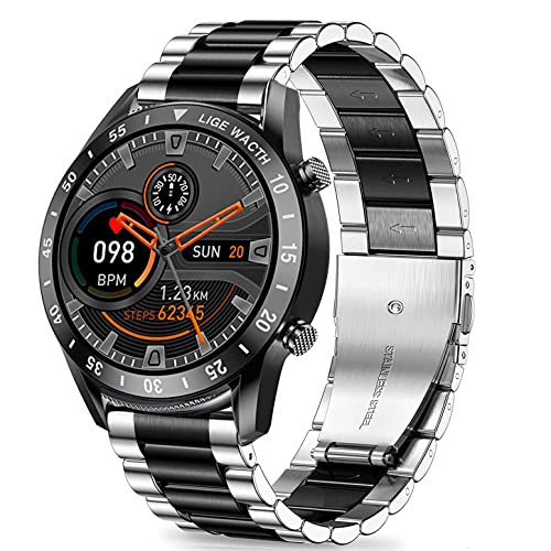 Lamshaw Ersatz-Armband für Lige I9M, 3,3 cm (1,3 Zoll) Smartwatch/LIGE NK091,32 Zoll Smartwatch, Schnellentriegelung, Edelstahl, Schwarz von Lamshaw