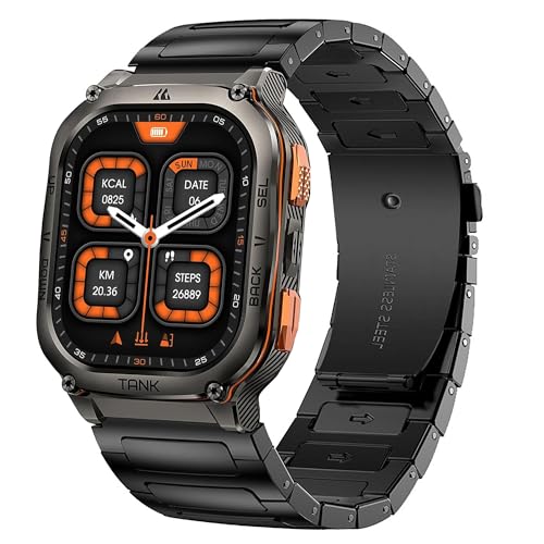 Lamshaw Kompatibel mit Amaztim-Smartwatch-Bändern, 22 mm massives Edelstahl-Metallband, kompatibel mit Amaztim, Kospet M3, M3 Ultra, T2, T3, T3 Ultra Smart Watch von Lamshaw