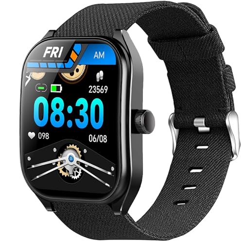Lamshaw Kompatibel mit Aolon Curve Smartwatch-Armbändern, 22 mm, atmungsaktives Nylon-Gewebe, Ersatzzubehör, kompatibel mit Aolon Curve 5,1 cm (2 Zoll) Smartwatch (schwarz) von Lamshaw