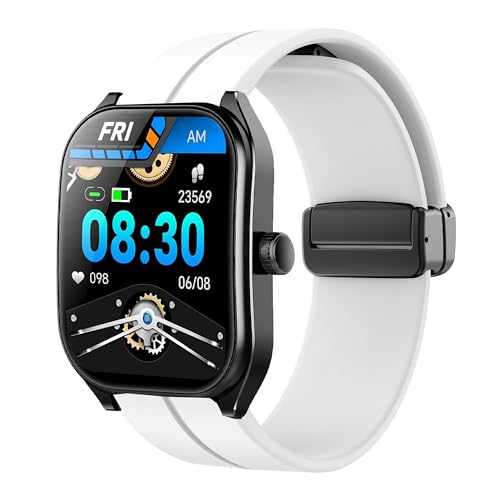 Lamshaw Kompatibel mit Aolon Curve Smartwatch-Armband, 22 mm, weiches Silikon, magnetische Schnalle, Sport-Armband, Ersatzbänder, kompatibel mit Aolon Curve 5,1 cm (2 Zoll) Smartwatch (weiß) von Lamshaw