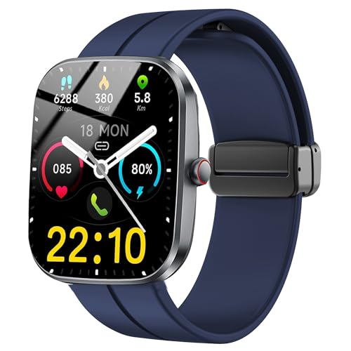 Lamshaw Kompatibel mit Kuizil Smartwatch-Armband, weiches Silikon, magnetische Schnalle, Sport-Armband, Ersatzbänder, kompatibel mit Kuizil T70 4,9 cm Smartwatch (kompatibel mit Kuizil T70, Blau) von Lamshaw