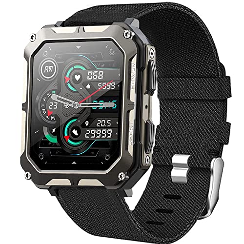 Lamshaw Kompatibel mit PUREROYI Militär-Smartwatch-Bändern, atmungsaktives Nylon-gewebtes Ersatz-Zubehörband, kompatibel mit Pureroyi 4,7 cm C20 Pro Militär/Meoonley 1,83 Zoll C20 Pro Watch/Kospet von Lamshaw