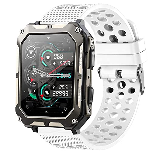 Lamshaw Kompatibel mit Pureroyi Militär-Smartwatch-Bändern, Silikon-Ersatzarmbänder Sportarmband mit Metallschnalle, kompatibel mit Pureroyi 4,7 cm C20 Pro Militär/Meoonley 1,83 Zoll C20 Pro von Lamshaw