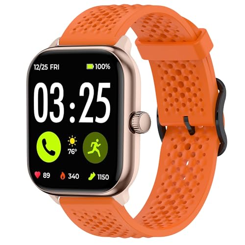 Lamshaw Kompatibel mit Spade & Co Health Smartwatch, 4 Bänder, Silikonband mit Metallschnalle, kompatibel mit Spade & Co Health Smartwatch 4 1,85 Zoll (Orange, 22 mm Band) von Lamshaw
