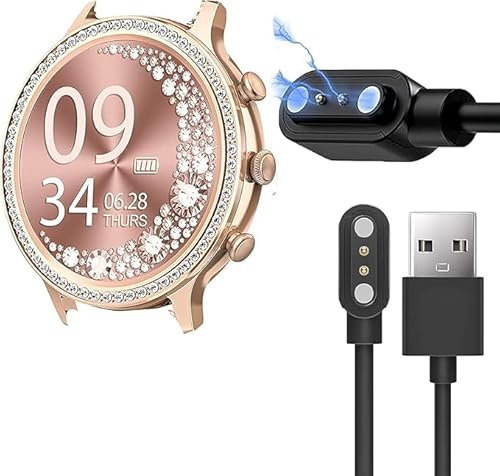 Lamshaw Magnetisches Ladegerät kompatibel mit AKUMAKA i70 Ladegerät, magnetisch, Ladekabel, USB-Smartwatch, 3,3 m, kompatibel mit AKUMAKA/AIMIUVEI/Lefitus i70 1,32 Zoll Smart Watch (schwarz) von Lamshaw