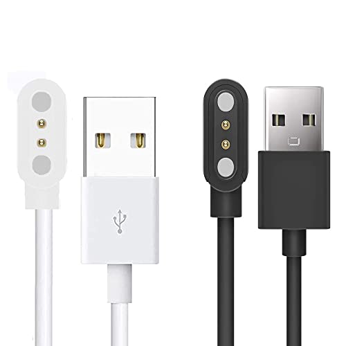 Lamshaw Magnetisches Ladegerät kompatibel mit Blackview R50 Smart Watch, magnetisch, USB-Ladegerät, 3,3 m, kompatibel mit Blackview R50 1,85 Zoll Smart Watch. (2 Packs Schwarz + Weiß) von Lamshaw