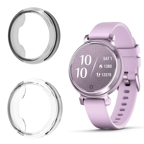 Lamshaw Schutzhülle aus weichem TPU, kompatibel mit Garmin-Lily-2-Smartwatch (schwarz + transparent) von Lamshaw