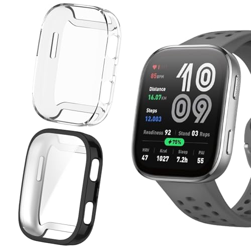 Lamshaw Schutzhülle für Amazfit Bip 6, weiche TPU-beschichtete Stoßstange, vollständige Schutzhülle, kratzfest, kompatibel mit Amazfit Bip 6 Smartwatch 46 mm, 2 Stück, Schwarz + Transparent Lamshaw Schutzhülle für Amazfit Bip 6, weiche TPU-beschichtete Stoßstange, vollständige Schutzhülle, kratzfest, kompatibel mit Amazfit Bip 6 Smartwatch 46 mm, 2 Stück, Schwarz + Transparent von Lamshaw