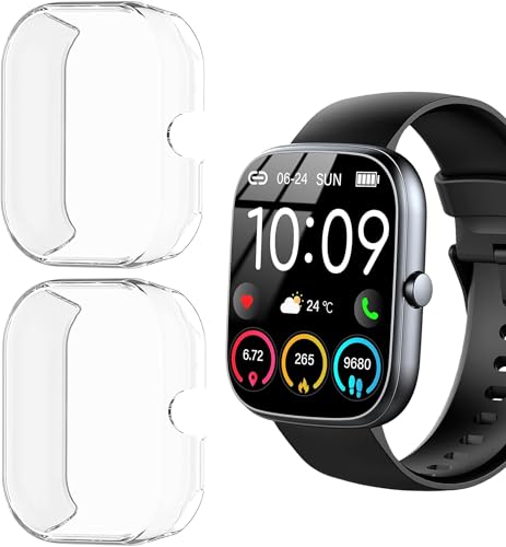 Lamshaw Schutzhülle kompatibel mit Watch, Schutzhülle mit Displayschutzfolie, kratzfest, ultradünn, weich, TPU, für Dyurwa/QCOQ/T60 1,91 Zoll (3,91 cm), transparent + transparent von Lamshaw