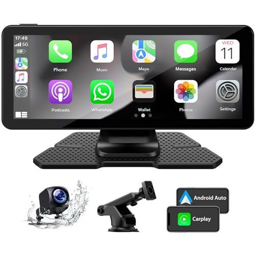 Lamto Wireless Carplay & Android Auto Tragbares Autoradio Bluetooth 6,86 Zoll IPS Touchscreen AHD 1080P Wasserdicht Rückfahrkamera GPS Navigation Mirror Link/Siri/FM Display for Apple Car Play von Lamto
