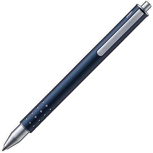 LAMY 1226055 swift Tintenroller 334 – Rollpen in matt-dunkelblauer Lackoberfläche mit Edelstahlpunkten und versenkbarem Clip – Mit Tintenroller-Mine M 66 B blau – Strichbreite B von Lamy