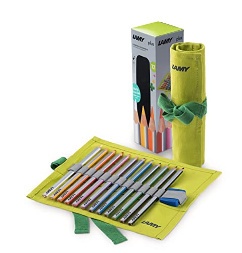 LAMY 1226068 plus Farbstifte 530 12er-Set: Farbstiftrolle mit 12 Farbstiften aus hochwertigem Zedernholz mit ergonomischer Dreieckform und hoher Farbbrillanz – Dicke Mine Ø 4 mm LAMY 1226068 plus Farbstifte 530 12er-Set: Farbstiftrolle mit 12 Farbstiften aus hochwertigem Zedernholz mit ergonomischer Dreieckform und hoher Farbbrillanz – Dicke Mine Ø 4 mm von Lamy