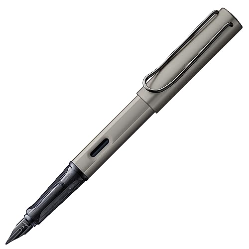 LAMY 1231307 Lx Füllhalter 57 – Füller aus Aluminium eloxiert in der Farbe Ruthenium mit transparentem Griffstück und schwarzem Stahlfeder – Federstärke F von Lamy