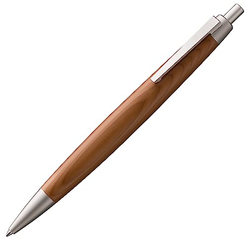 LAMY 2000 Kugelschreiber 203 – Kuli in einer edlen Holzvariante in der Farbe Palladium Eibenholz – Mit Großraummine Schwarz – Strichbreite M, 1 Stück (1er Pack) von Lamy