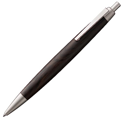 LAMY 2000 Kugelschreiber 203 – Kuli in einer edlen Holzvariante in der Farbe Palladium Grenadilleholz – Mit Großraummine Schwarz – Strichbreite M, 1 Stück (1er Pack) von Lamy