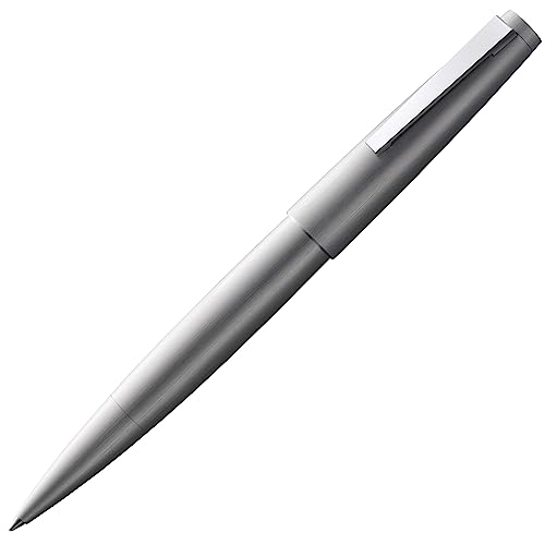 Lamy 2000 silver Tintenroller – edler Stift in samtmatt poliertem Gehäuse aus Edelstahl – perfekt ausbalanciert & in Strichbreite M – mit Tintenrollermine M 63 in schwarz von Lamy