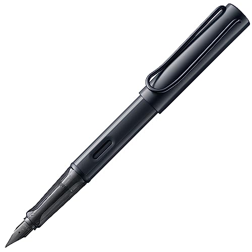 Lamy AL-star black Füller – Füllhalter mit ergonomischem Griff & schwarzer Stahlfeder in Strichbreite B – leichtes Aluminiumgehäuse – inkl. Tintenpatrone T 10 blau – Rechtshänder von Lamy