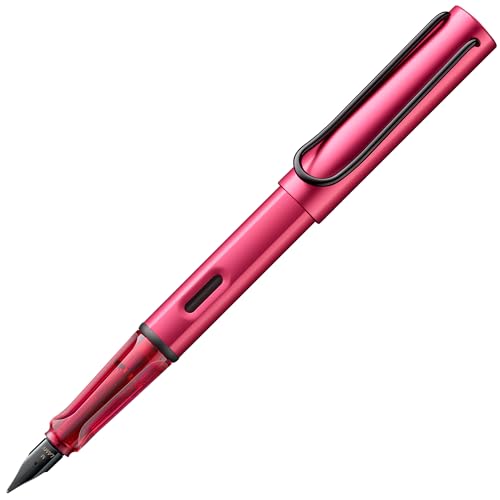 LAMY AL-star leichter Füllhalter D09 aus Aluminium in fiery mit ergonomischem Griff und polierter Stahlfeder Strichbreite Mittel, inkl. Tintenpatrone T 10 blau von Lamy