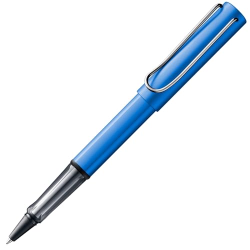 Lamy AL-star oceanblue Tintenroller - leichter Stift mit transparenten, ergonomischen Griff & Strichbreite M - Gehäuse aus Aluminium – mit Tintenrollermine M 63 Strichbreite M in schwarz von Lamy