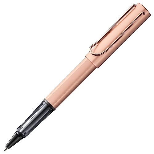 LAMY Lx edler Tintenroller 376 aus Aluminium in der Farbe roségold mit Edelmetallveredelung und Metallclip veredelt, inkl. Tintenrollermine LAMY M 63 Strichbreite M in schwarz und Geschenkverpackung von Lamy