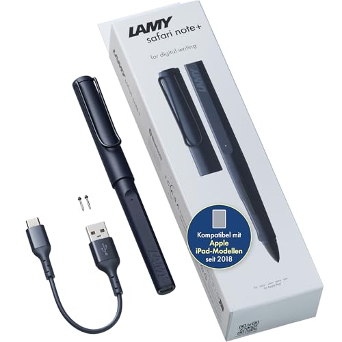 LAMY Safari Note+ Steel Black iPad Stift – Stylus Pen mit Palm Rejection, Neigungssensitivität & ergonomischen Griff – kompatibel mit verschiedenen iPad Modellen – bis zu 10 Stunden Akkulaufzeit von Lamy